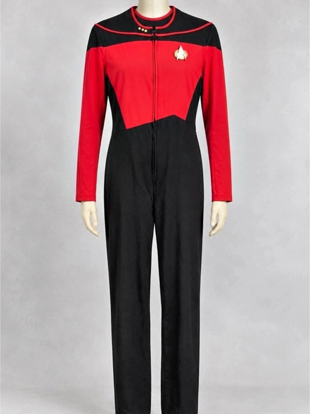 Star Trek TNG / DS9 Command Officer Uniform Jumpsuit Red & Black Size S